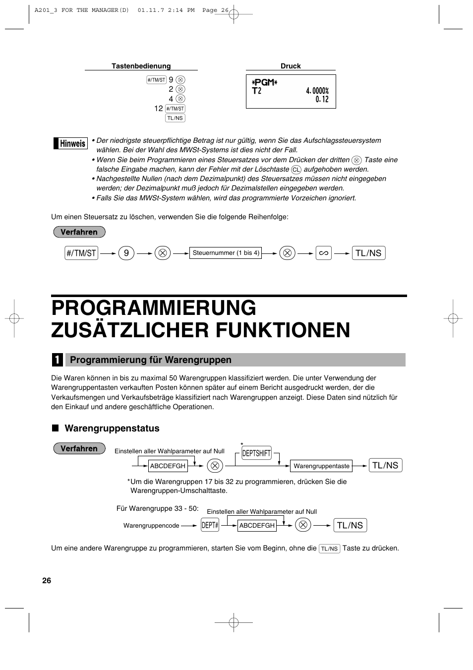 Programmierung zusätzlicher funktionen, S@ 9 a v | Sharp XE-A201 User Manual | Page 96 / 276