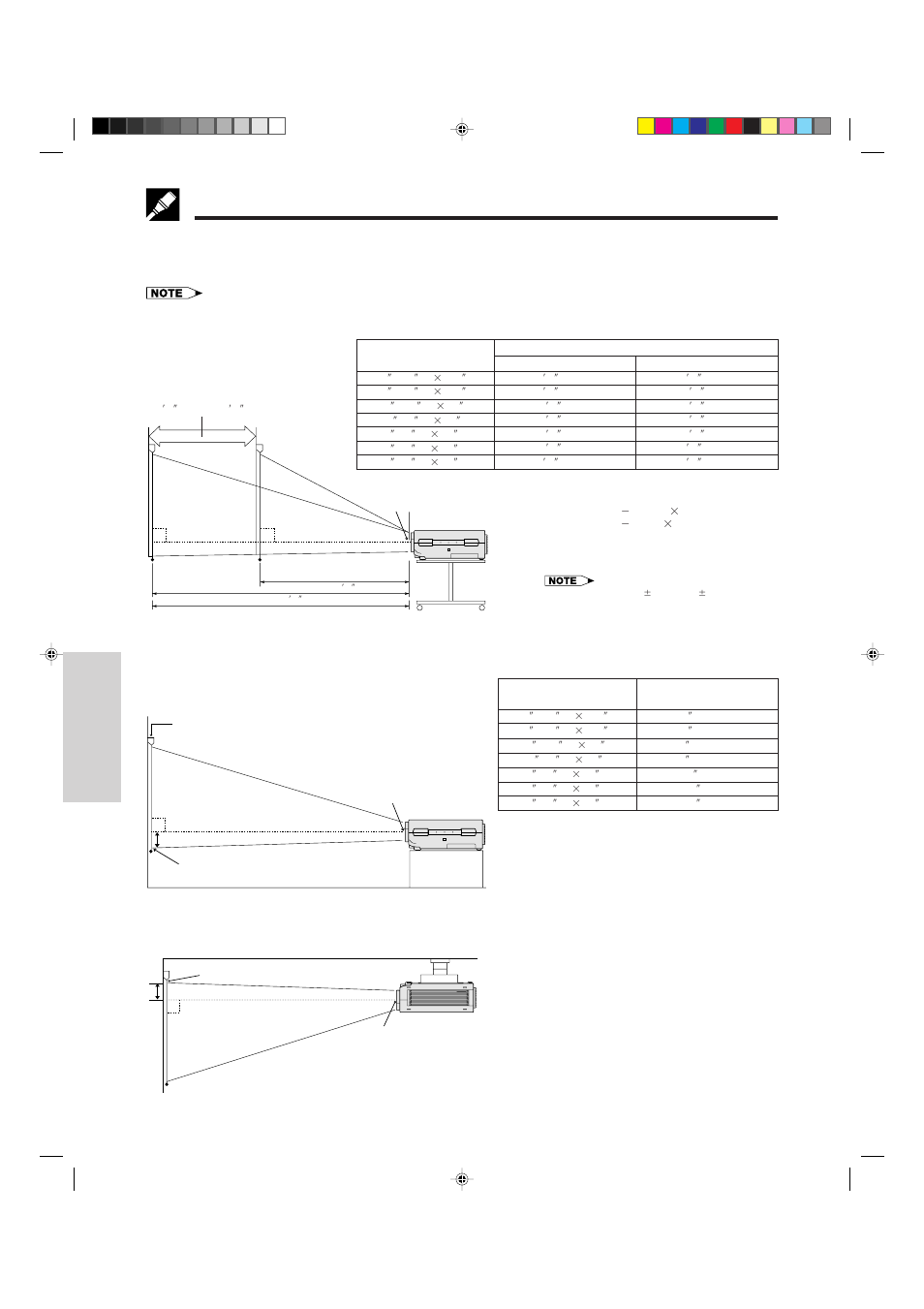 Distance from screen, Height of projector, Ceiling mount | Sharp XG-NV4SU User Manual | Page 24 / 40