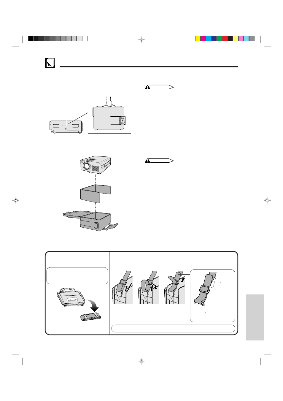 Transporting the projector, Using the carrying handle using the carrying bag | Sharp XG-NV4SU User Manual | Page 33 / 40