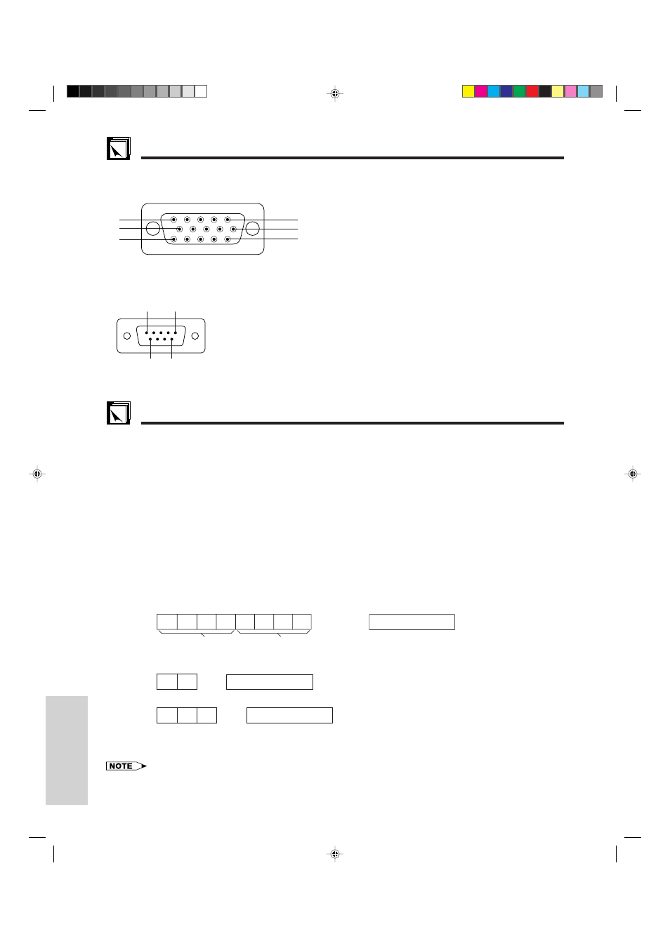 Connection pin assignments, Rs-232c port specifications | Sharp XG-NV4SU User Manual | Page 34 / 40