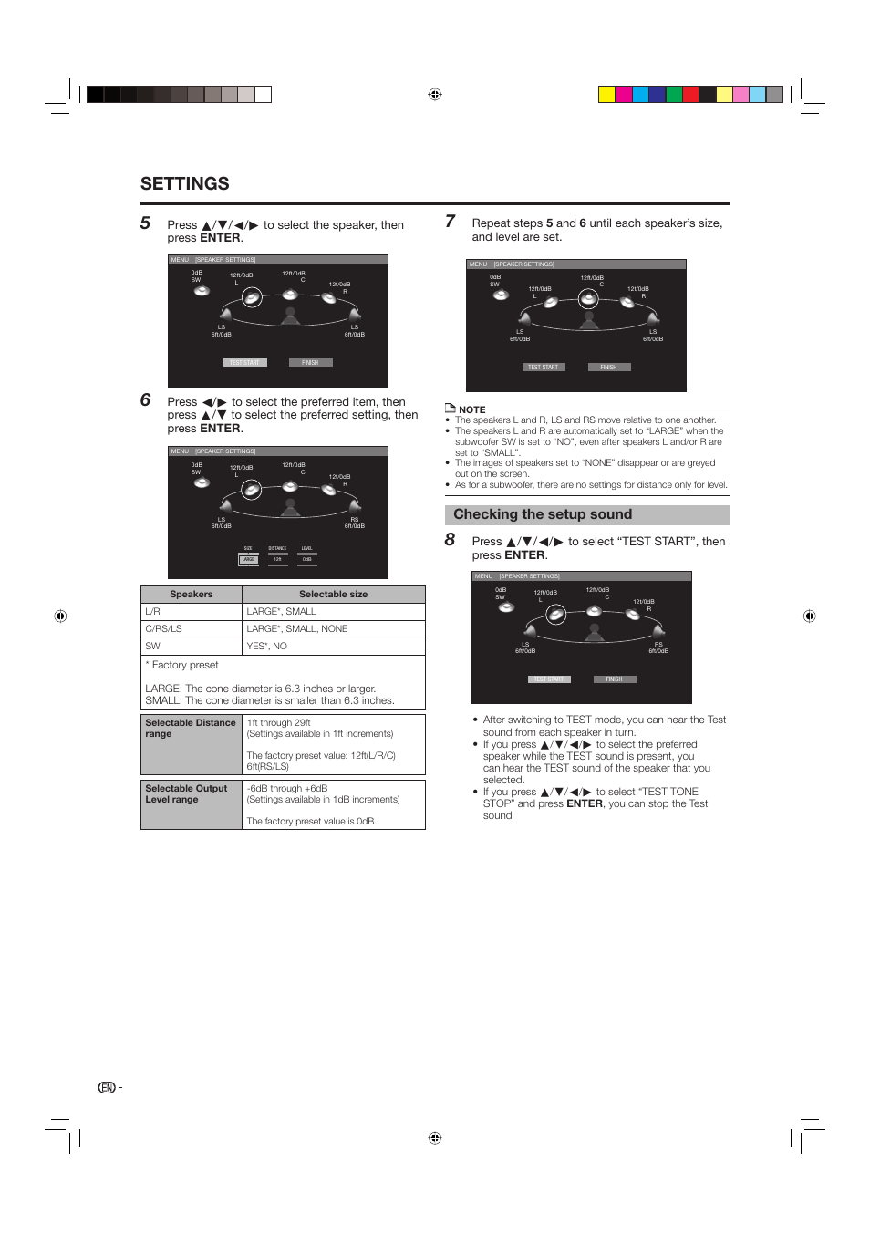 Settings, Checking the setup sound | Sharp BD-HP20U User Manual | Page 40 / 58