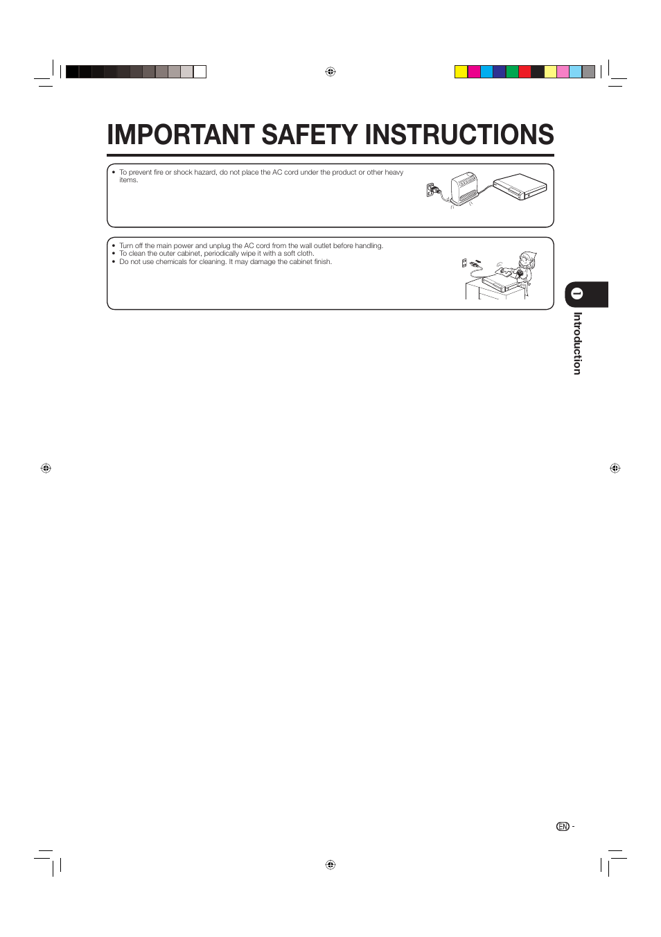 Important safety instructions | Sharp BD-HP20U User Manual | Page 5 / 58