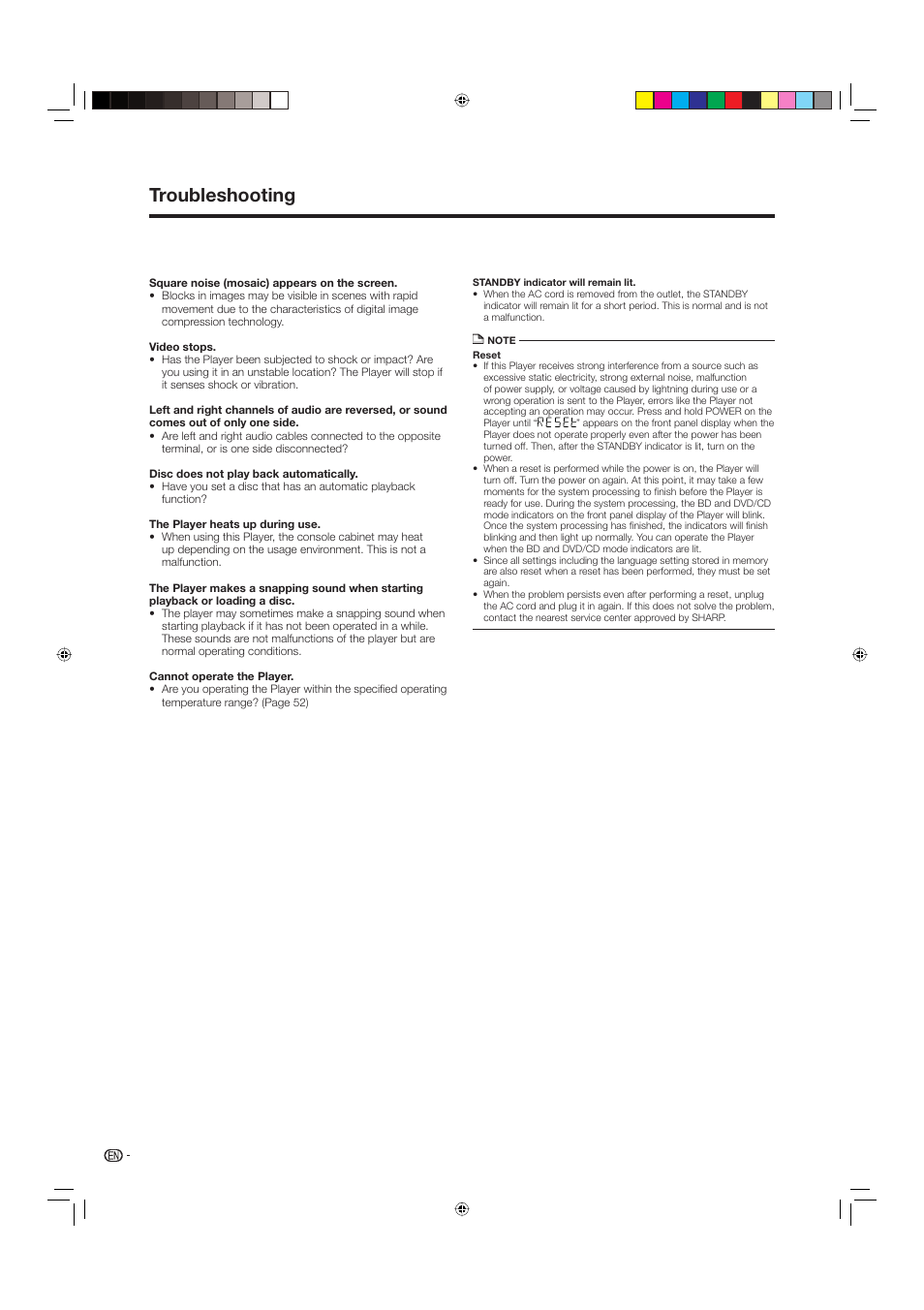 Troubleshooting | Sharp BD-HP20U User Manual | Page 50 / 58