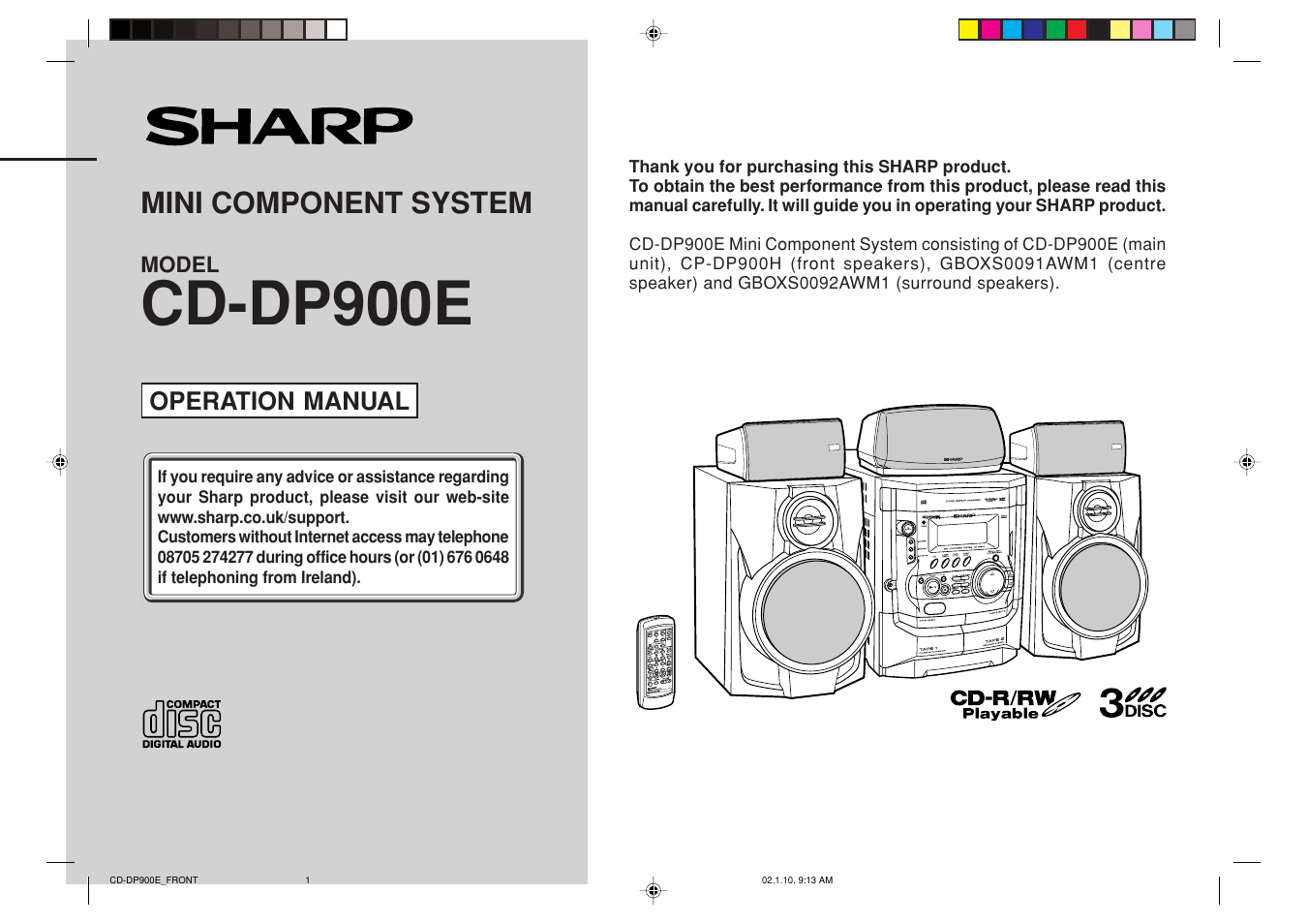 Sharp CD-DP900E User Manual | 32 pages