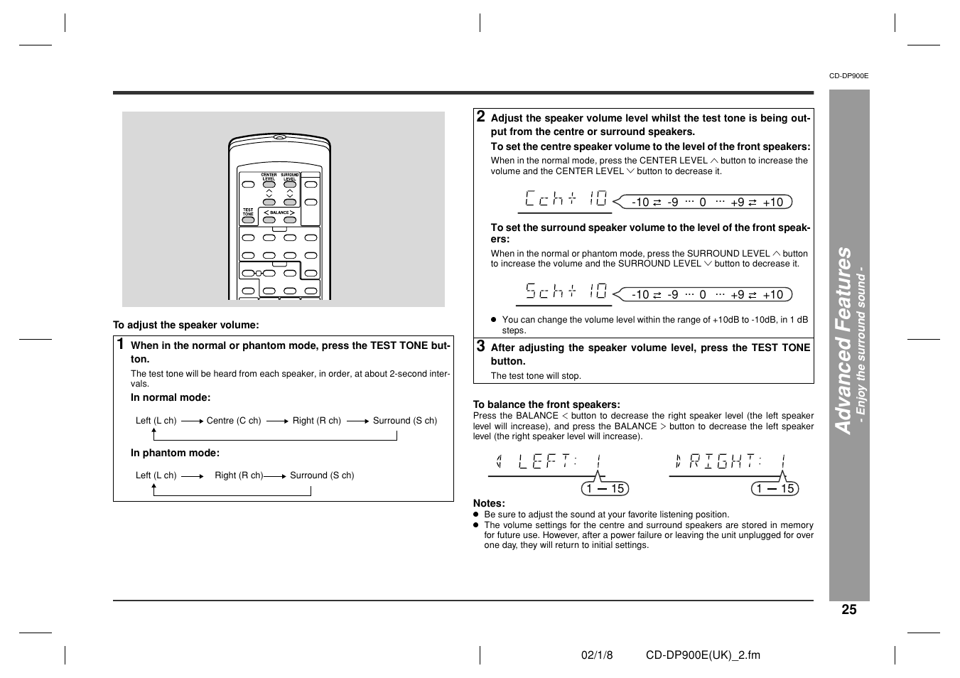 Ad v a nced f e atures | Sharp CD-DP900E User Manual | Page 25 / 32