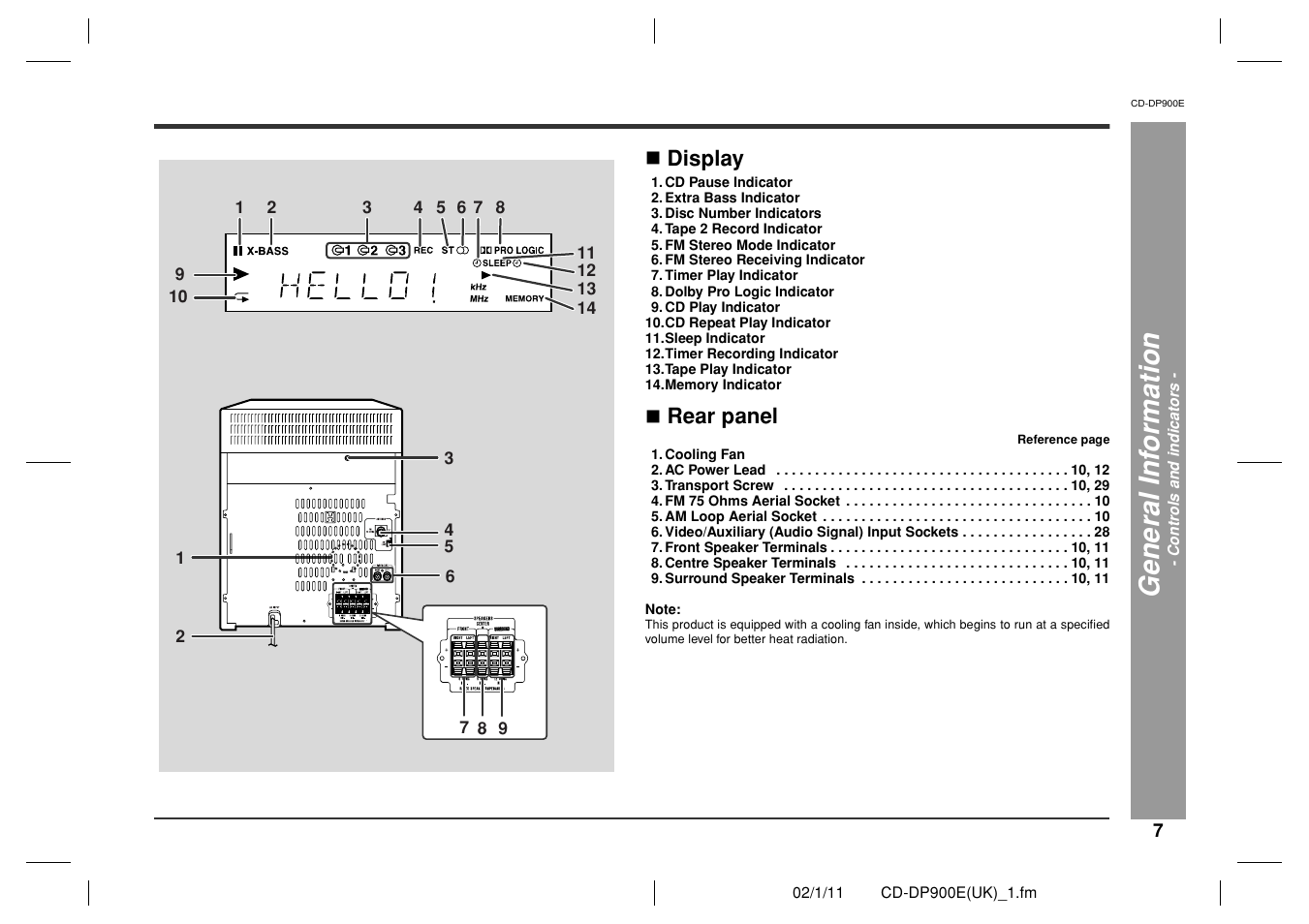 Gen e ral in fo rmatio n | Sharp CD-DP900E User Manual | Page 7 / 32