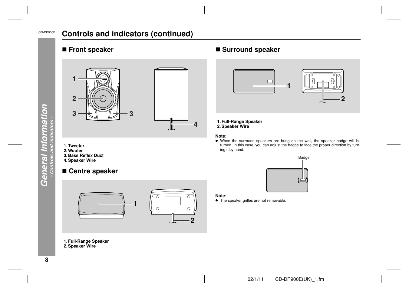 Gen e ral in fo rmatio n, Controls and indicators (continued) | Sharp CD-DP900E User Manual | Page 8 / 32