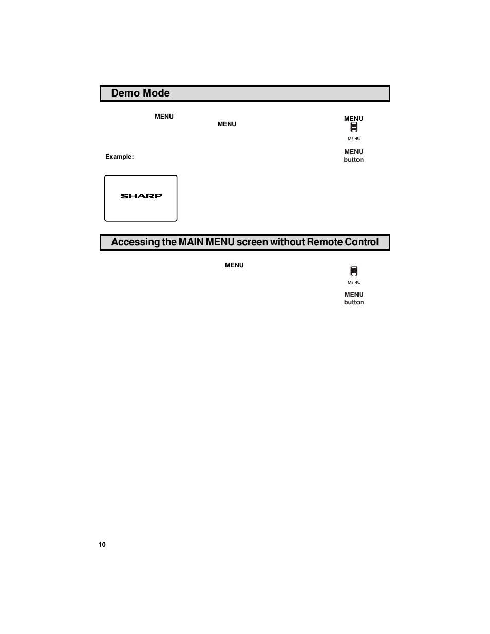 Demo mode | Sharp 27F541 User Manual | Page 10 / 46