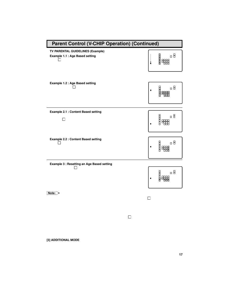 Parent control (v-chip operation) (continued) | Sharp 27F541 User Manual | Page 17 / 46