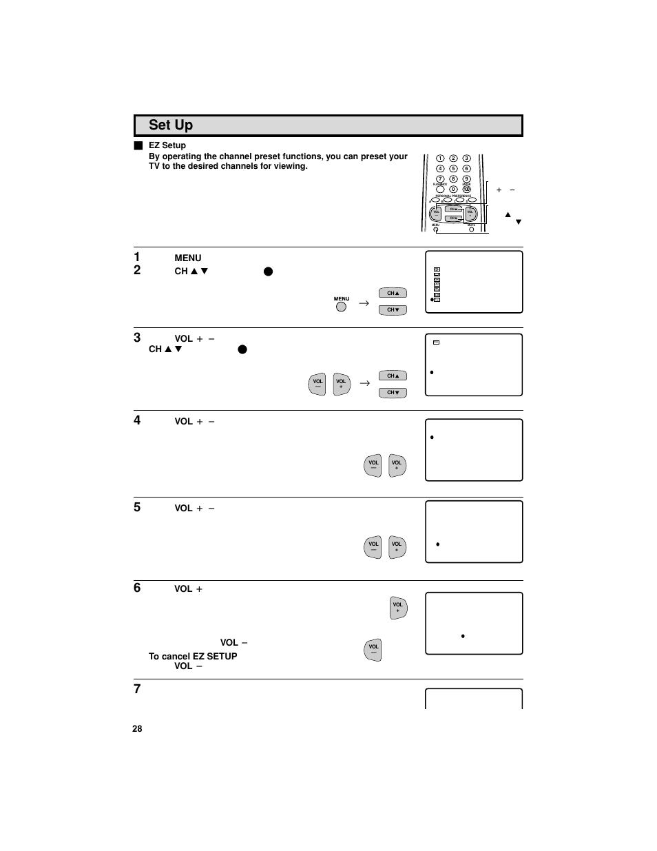 Set up | Sharp 27F541 User Manual | Page 28 / 46