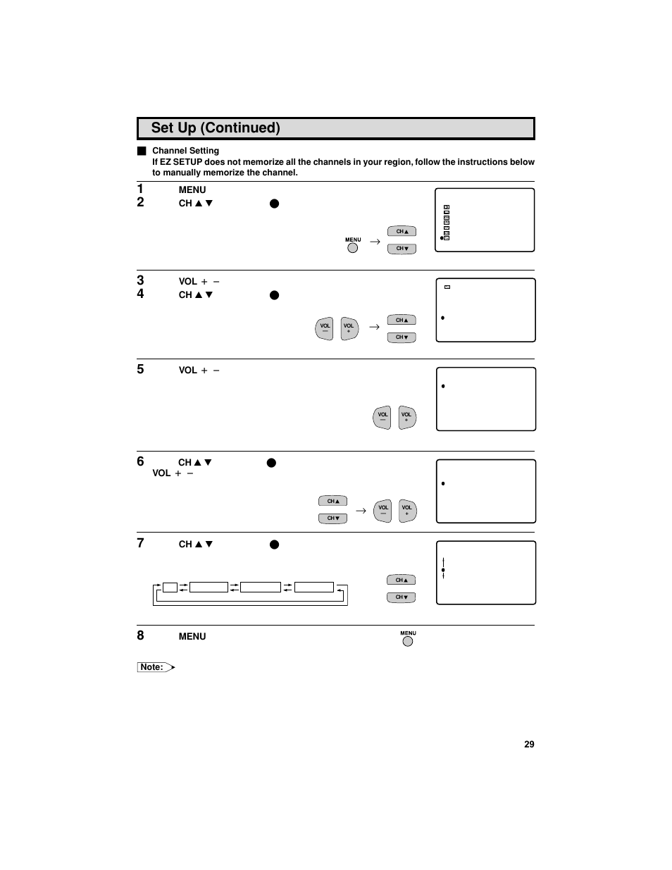 Set up (continued) | Sharp 27F541 User Manual | Page 29 / 46