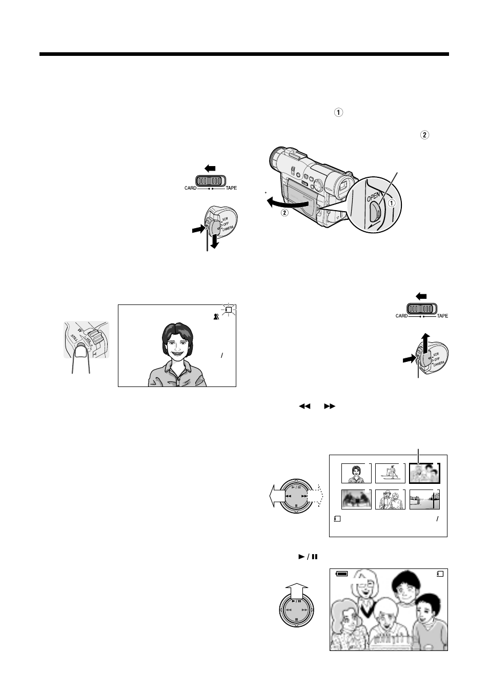 Grabación con tarjeta 1, Reproducción de tarjeta 1 | Sharp VL-WD450U User Manual | Page 115 / 120