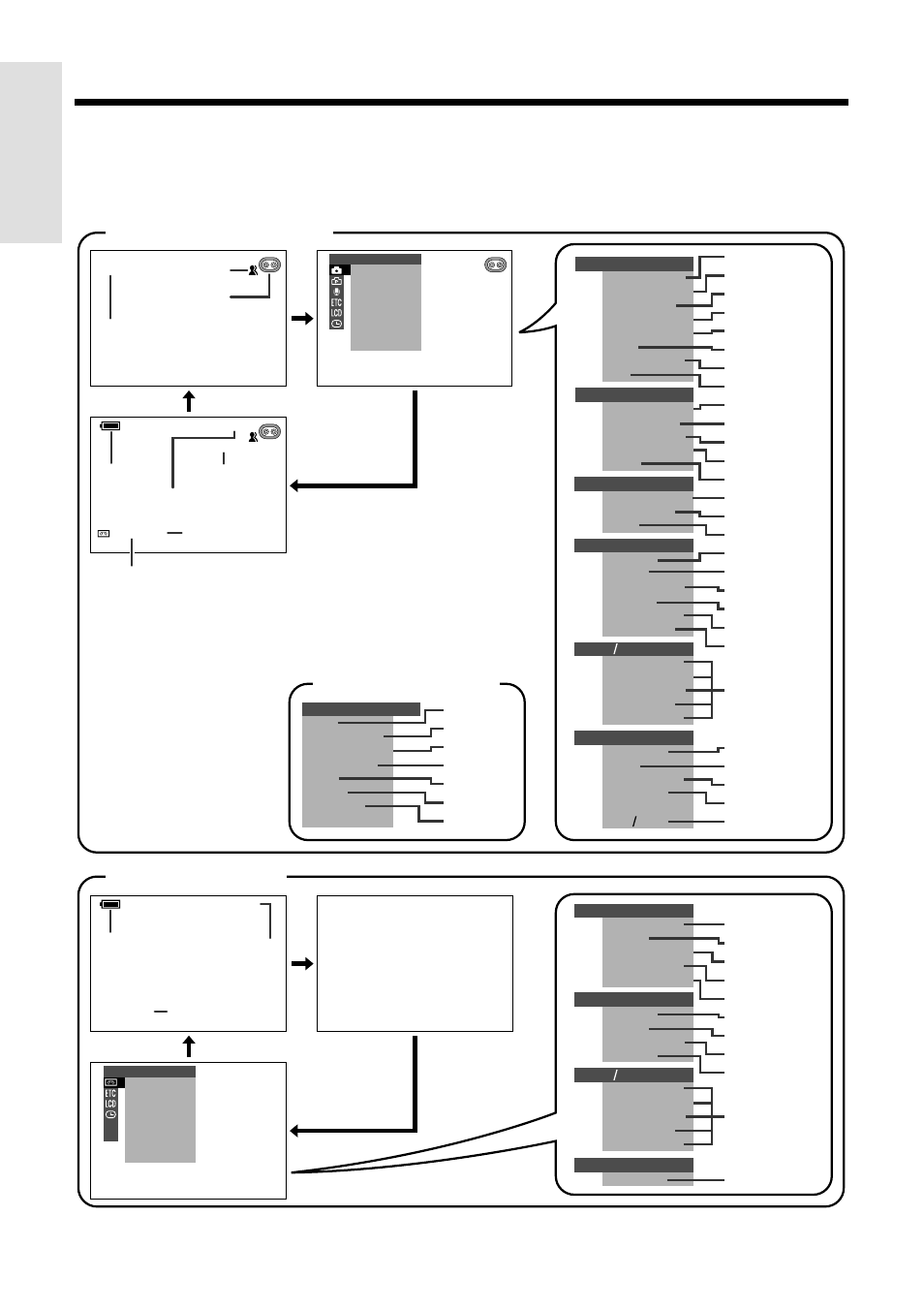 On-screen display index, Operation references, Tape-camera mode tape-vcr mode | Easy mode (p. 28) | Sharp VL-WD450U User Manual | Page 20 / 120