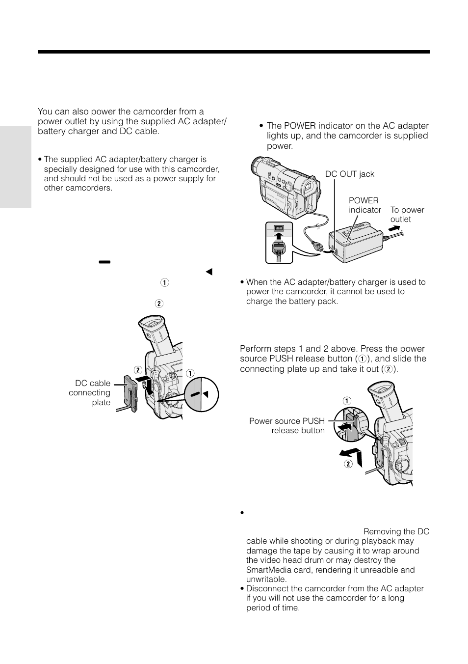 Powering the camcorder from an ac outlet | Sharp VL-WD450U User Manual | Page 26 / 120