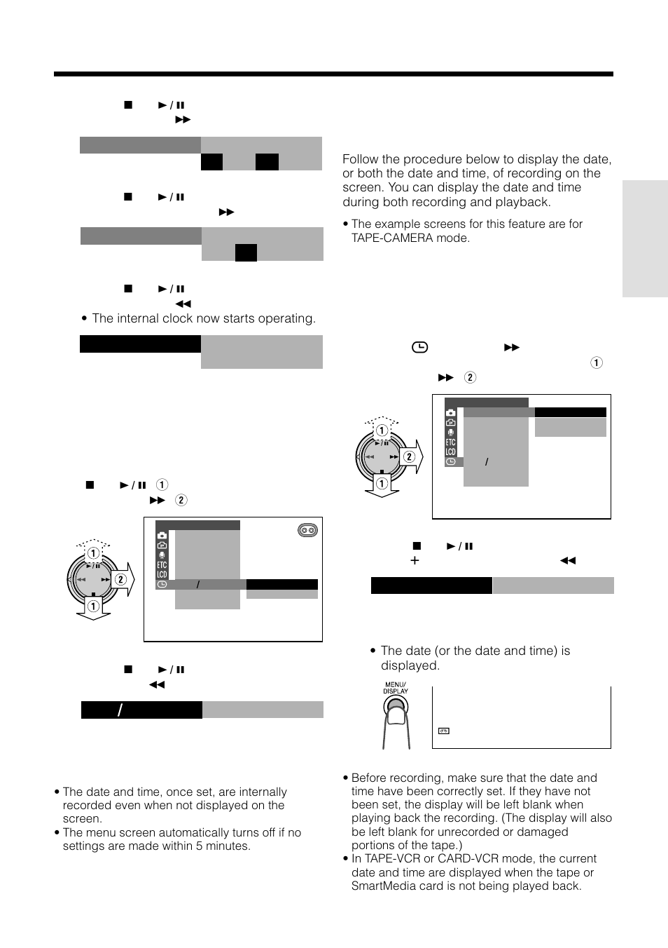 Displaying the date and time of recording, D i spl ay da t e + t i me | Sharp VL-WD450U User Manual | Page 31 / 120