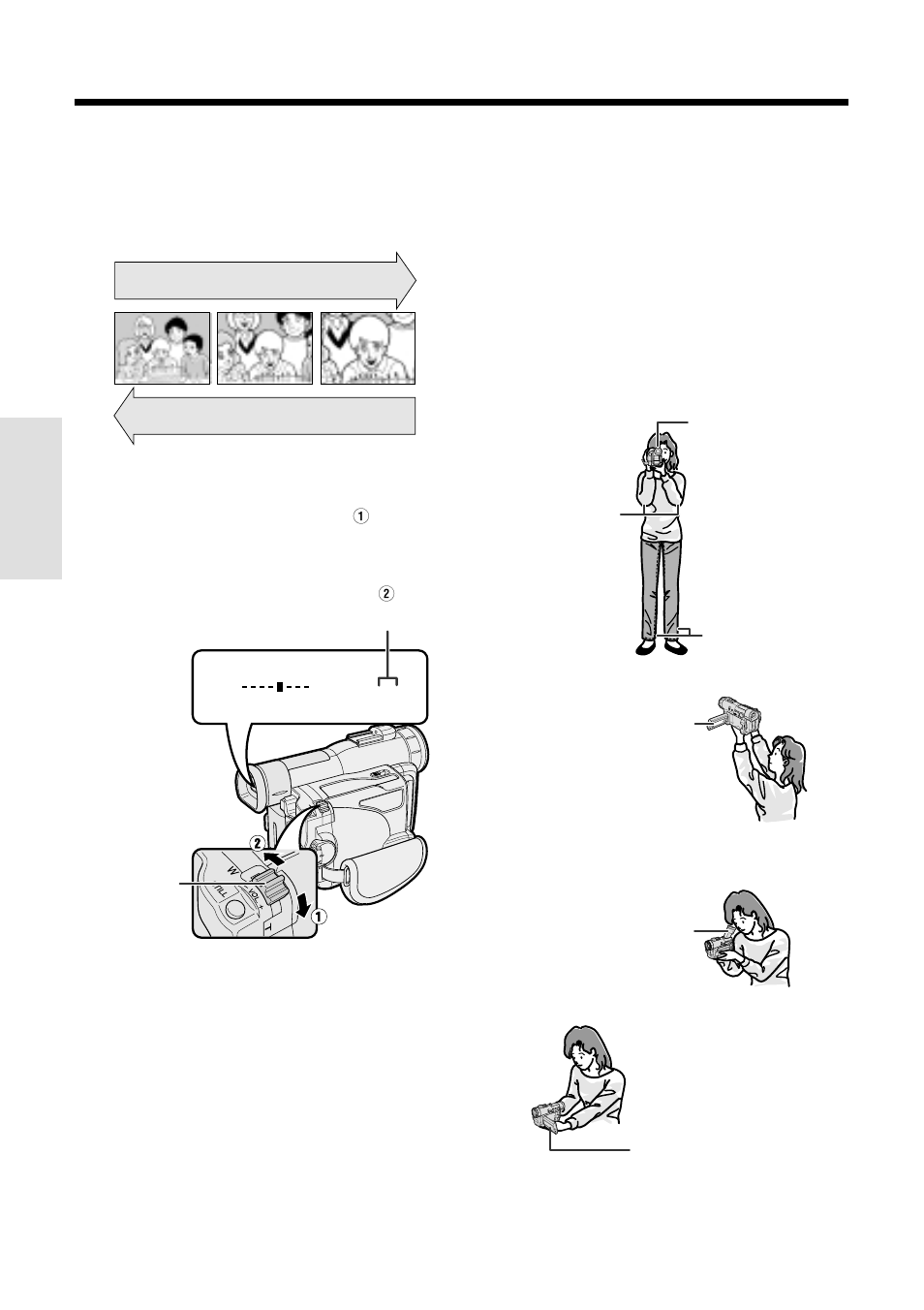 Zooming, Tips on recording positions, Basic operations camera recording | Sharp VL-WD450U User Manual | Page 36 / 120