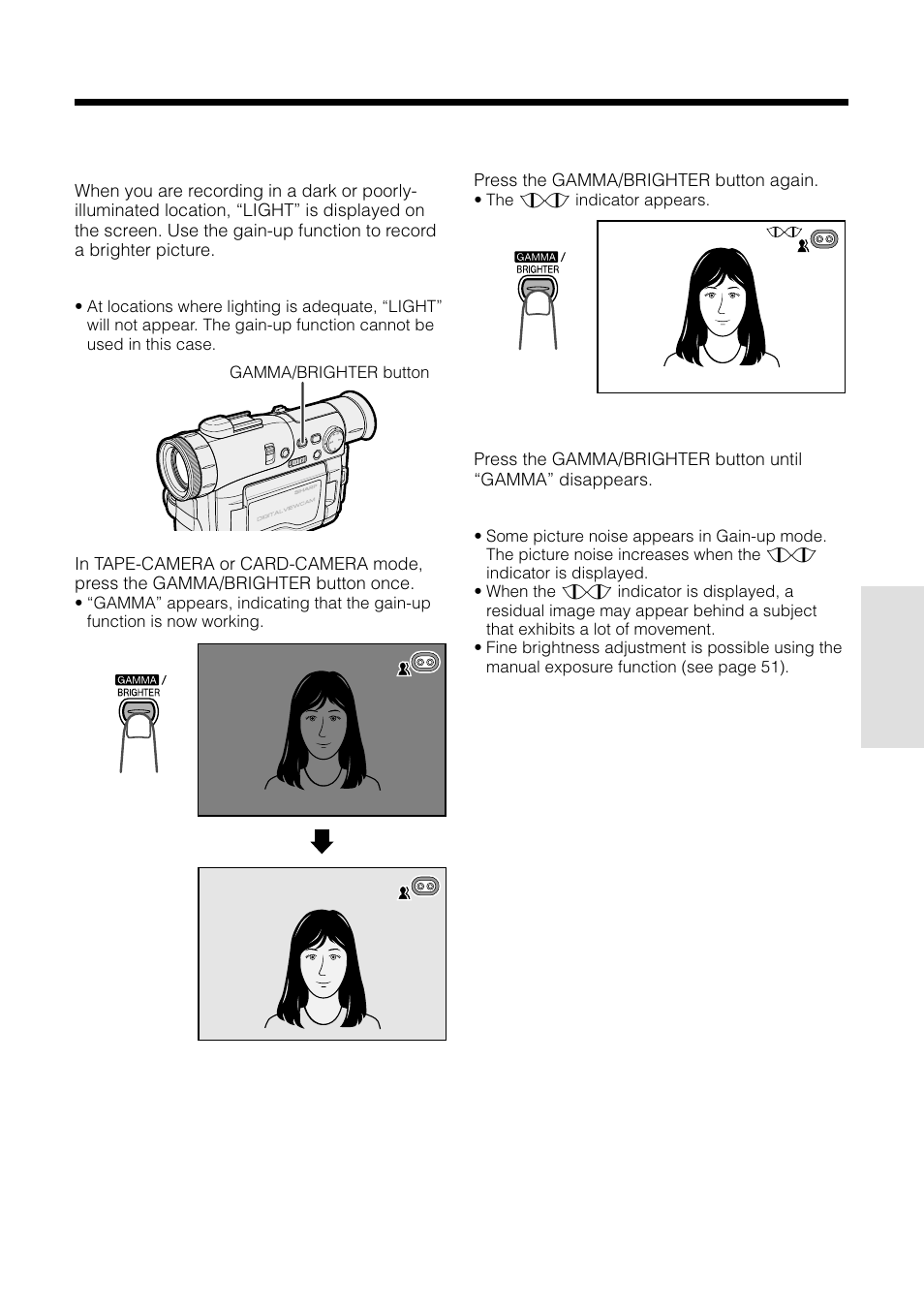 Gain-up | Sharp VL-WD450U User Manual | Page 49 / 120