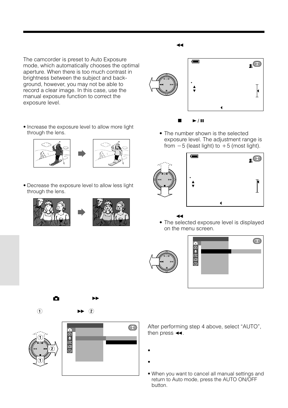 Manual exposure, Advanced features camera recording | Sharp VL-WD450U User Manual | Page 66 / 120