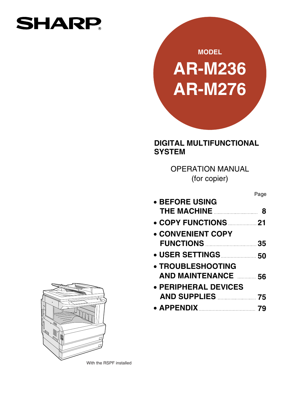 Sharp AR-M236 User Manual | 100 pages