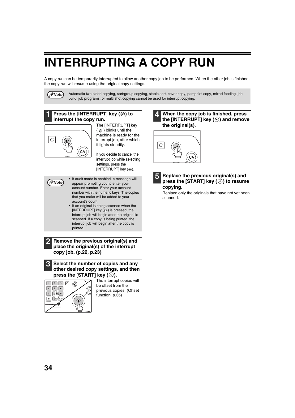 Interrupting a copy run | Sharp AR-M236 User Manual | Page 36 / 100
