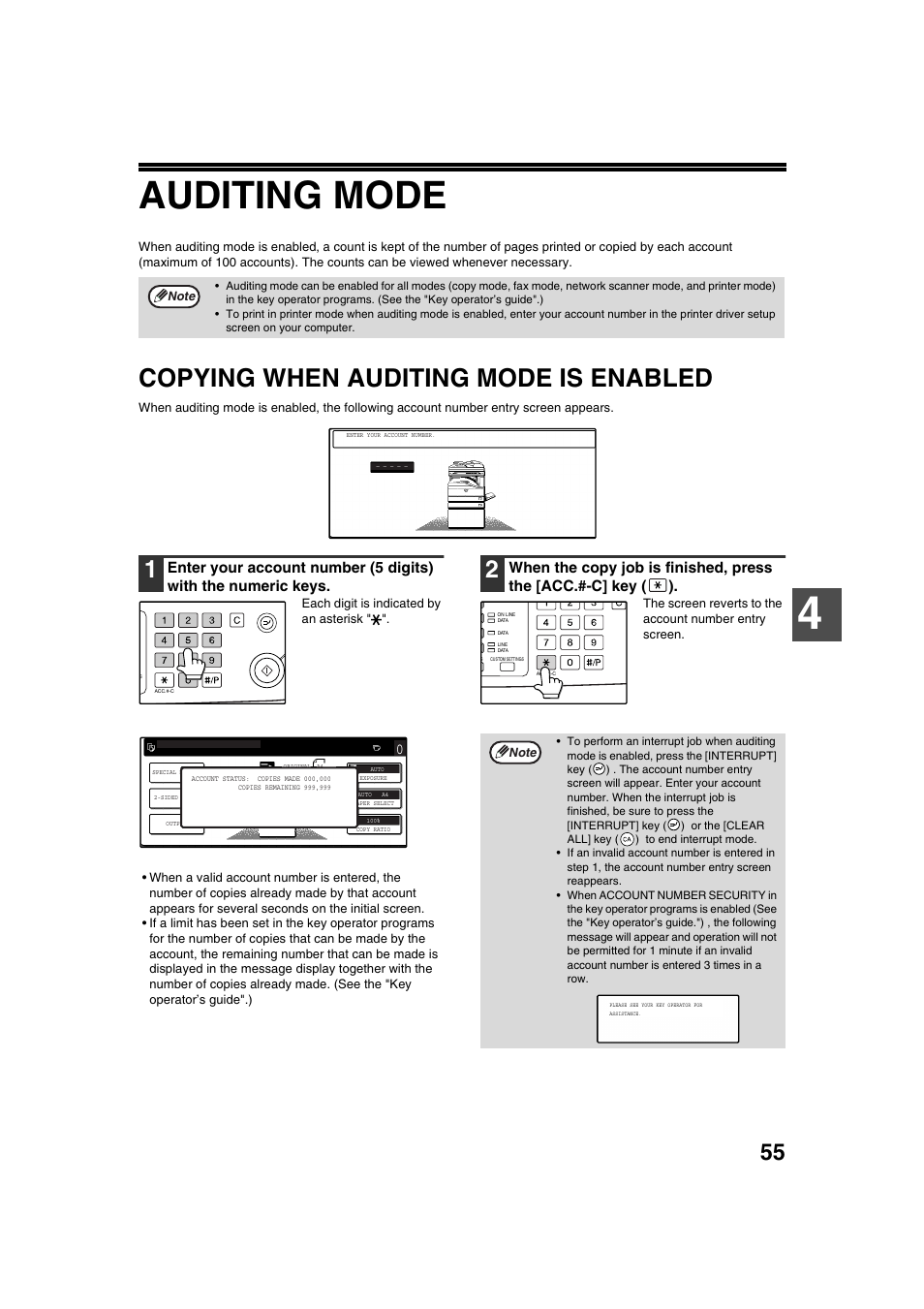 Auditing mode, Copying when auditing mode is enabled | Sharp AR-M236 User Manual | Page 57 / 100