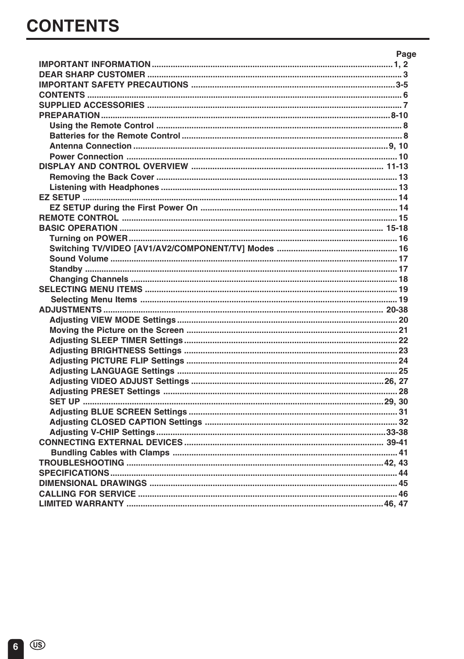 Sharp Aquos LC 22SV2U User Manual | Page 7 / 49