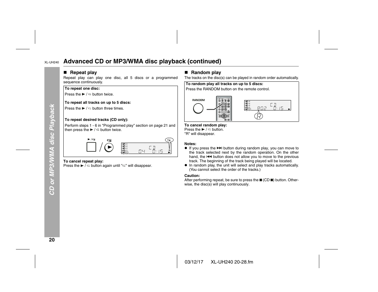 Sharp XL-UH240 User Manual | Page 20 / 40