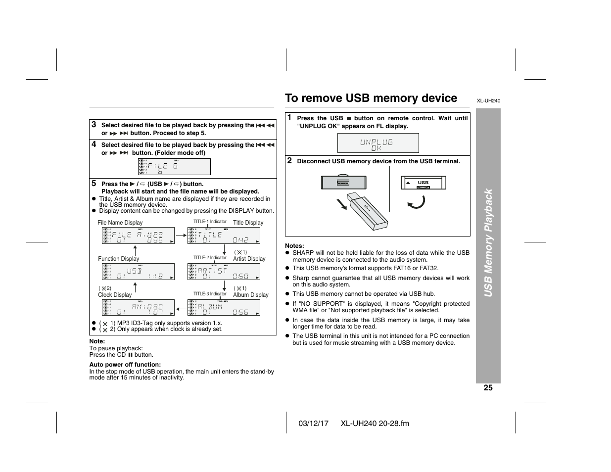 Sharp XL-UH240 User Manual | Page 25 / 40