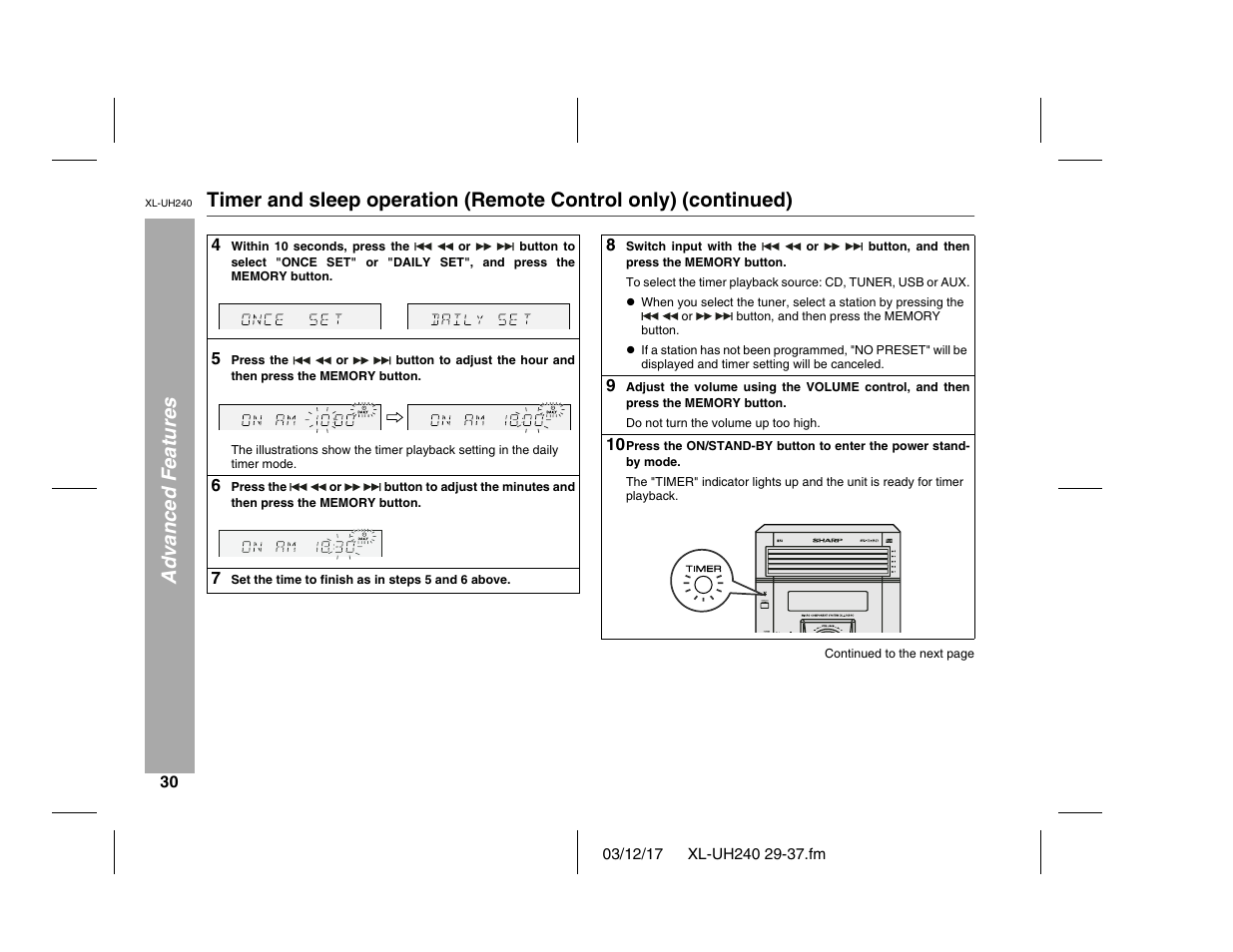 Sharp XL-UH240 User Manual | Page 30 / 40