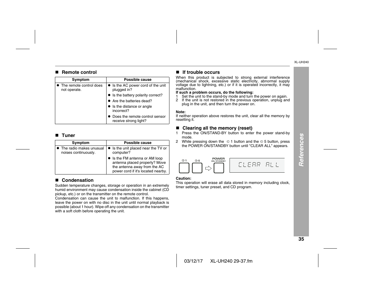 References | Sharp XL-UH240 User Manual | Page 35 / 40