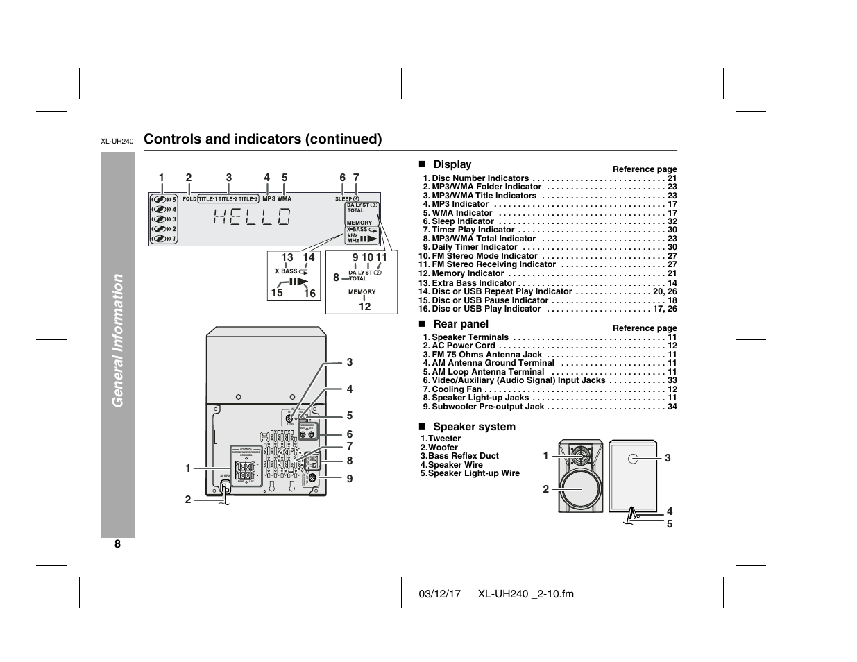 Sharp XL-UH240 User Manual | Page 8 / 40