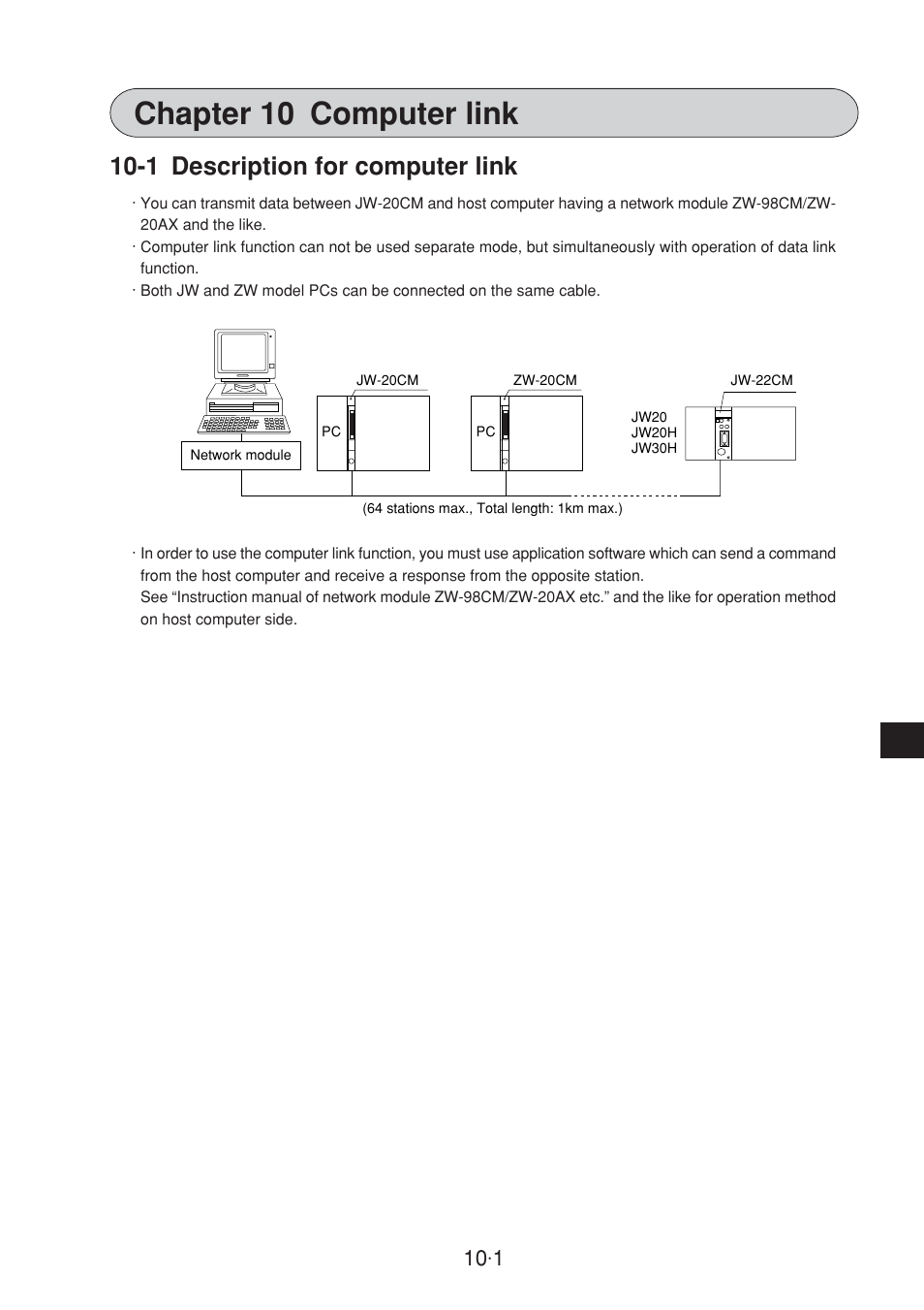 Chapter 10 : computer link, 1 description for computer link, Chapter 10 computer link | Sharp JW-20CM User Manual | Page 169 / 230