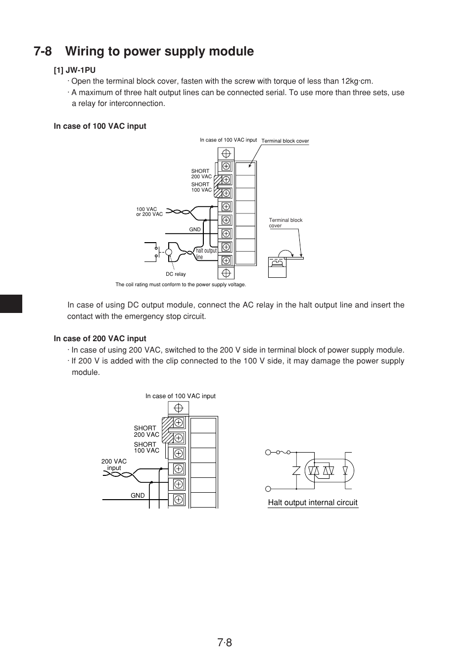 8 wiring to power supply module | Sharp JW-20CM User Manual | Page 37 / 230