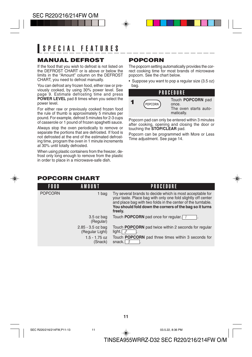 Sharp R-220F User Manual | Page 13 / 24