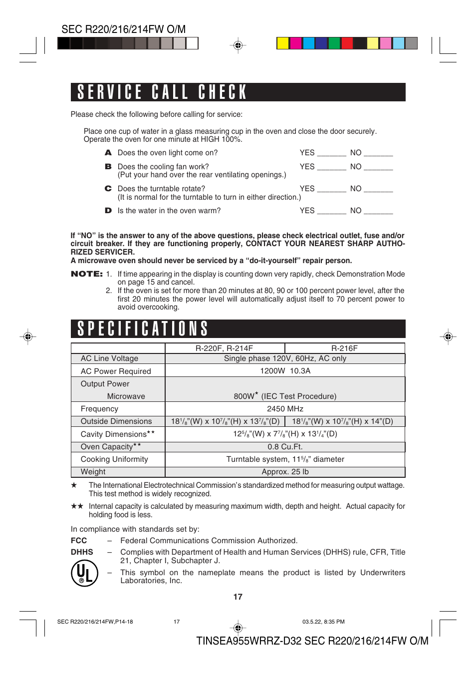 Sharp R-220F User Manual | Page 19 / 24