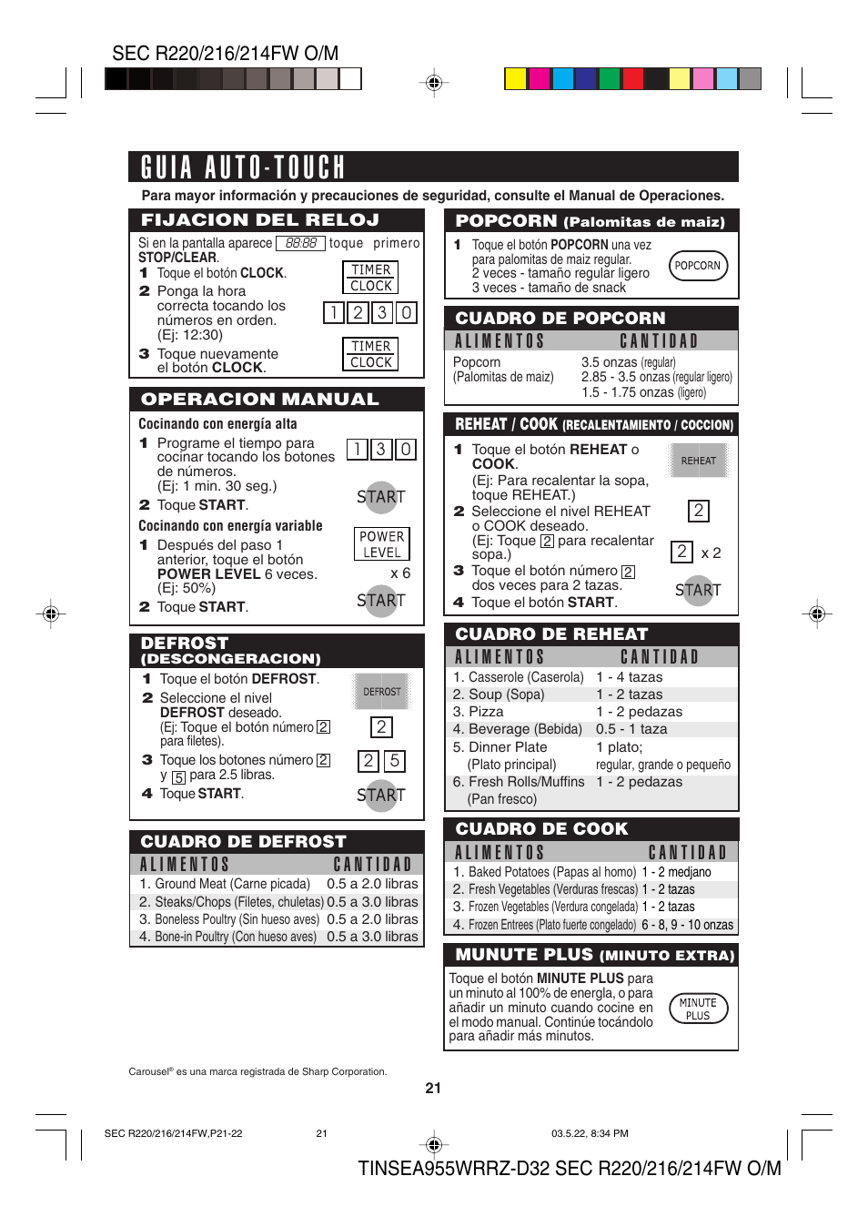 Sharp R-220F User Manual | Page 23 / 24