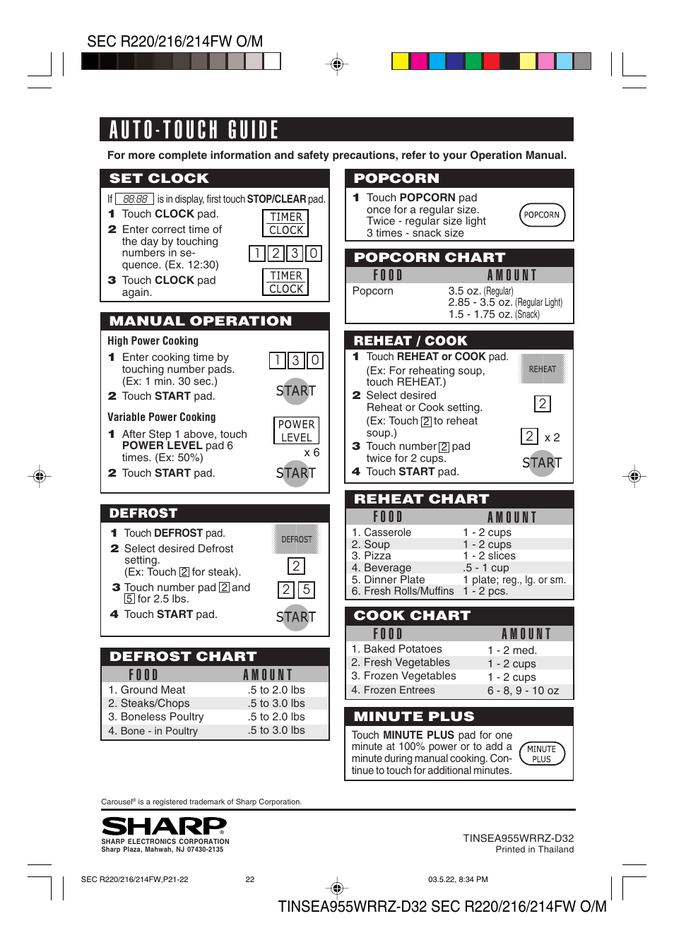 Sharp R-220F User Manual | Page 24 / 24