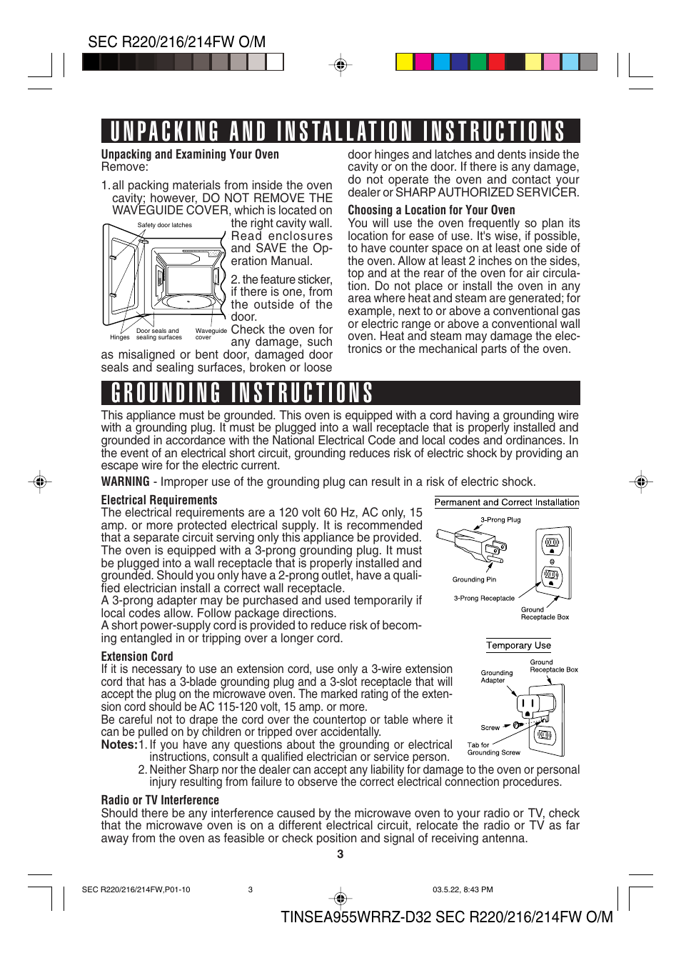 Sharp R-220F User Manual | Page 5 / 24
