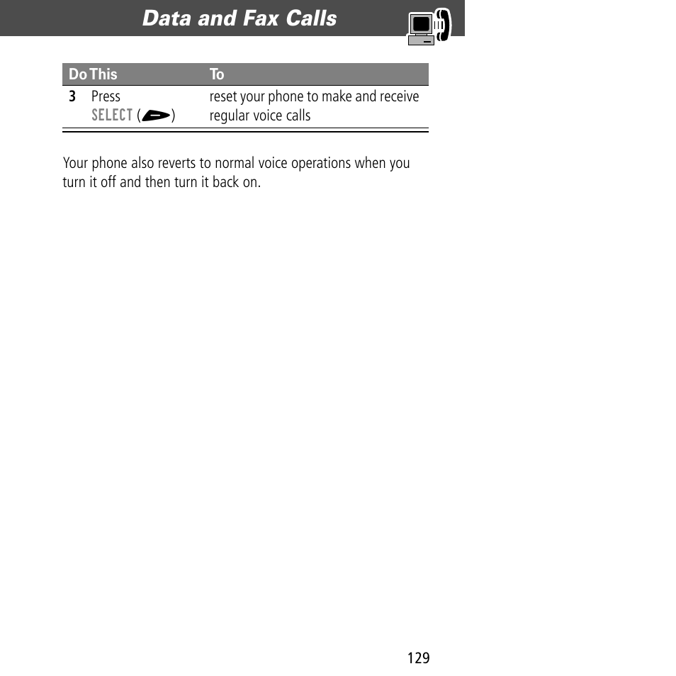 Data and fax calls | Motorola V60C User Manual | Page 131 / 190