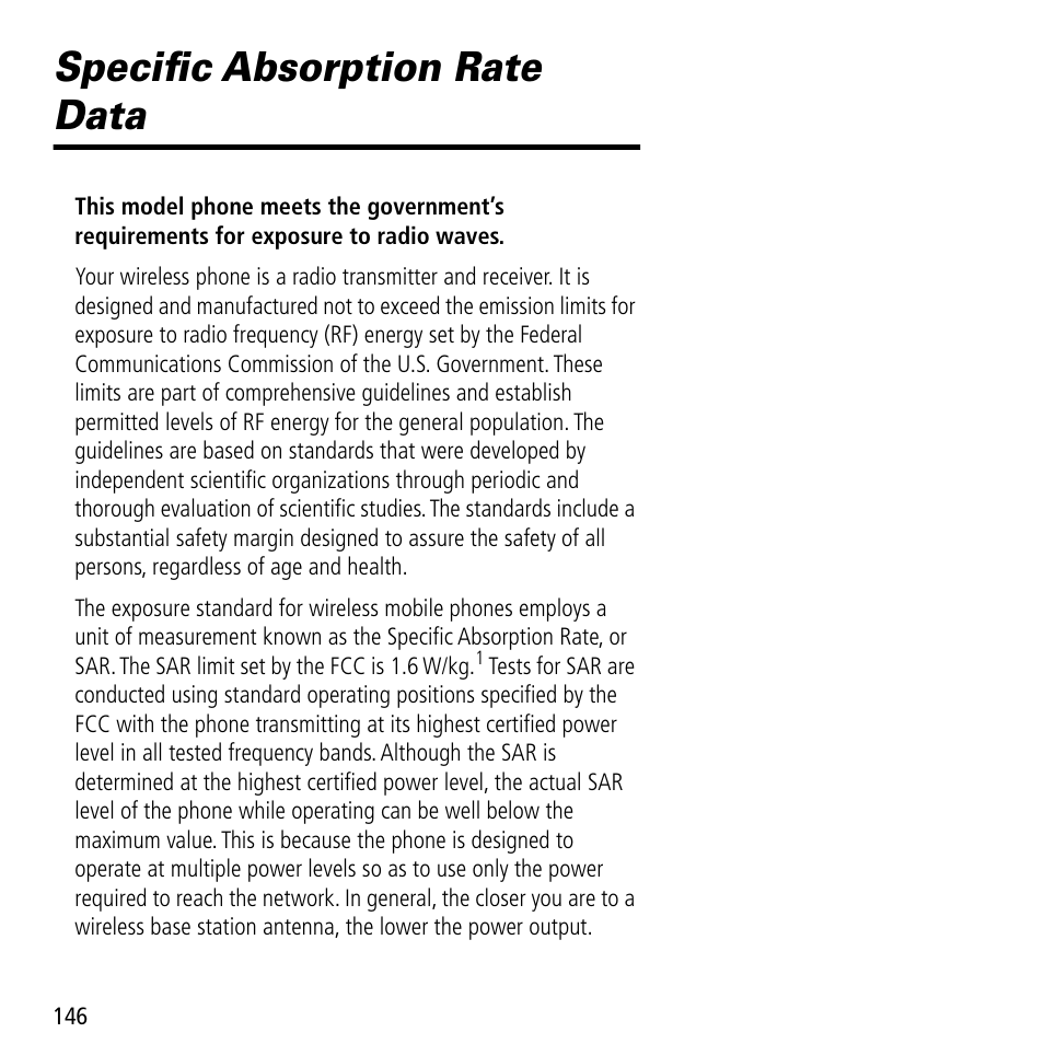 Specific absorption rate data | Motorola V60C User Manual | Page 148 / 190