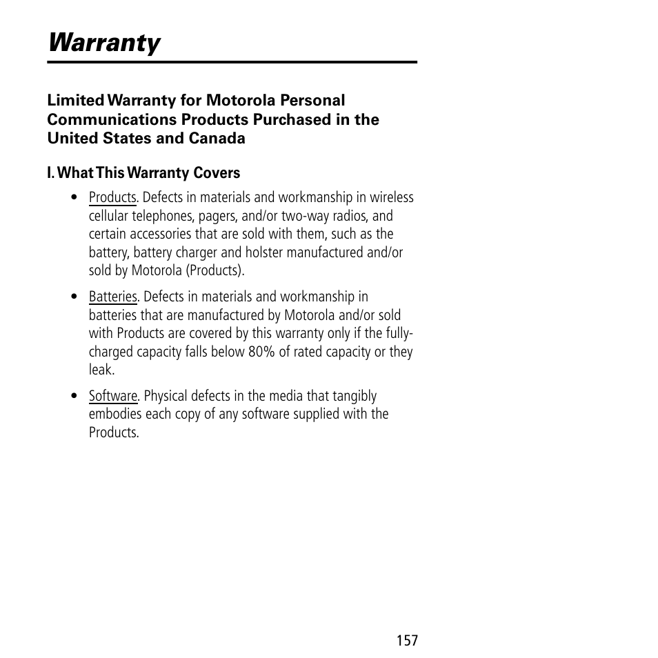 Warranty | Motorola V60C User Manual | Page 159 / 190