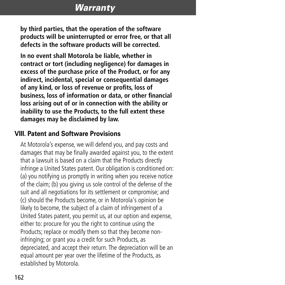 Warranty | Motorola V60C User Manual | Page 164 / 190