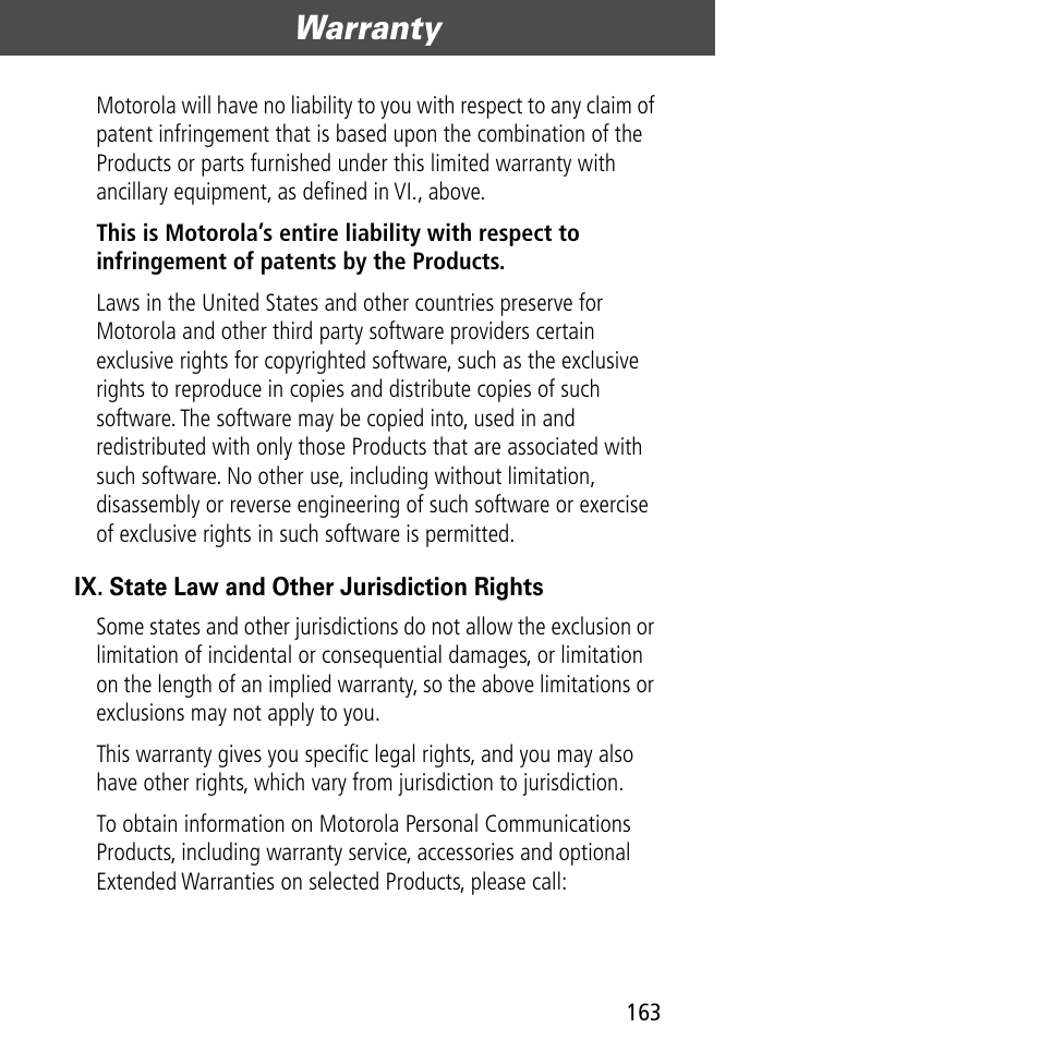 Warranty | Motorola V60C User Manual | Page 165 / 190