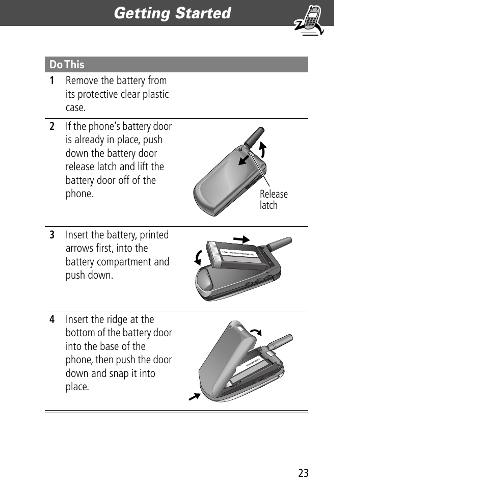 Getting started | Motorola V60C User Manual | Page 25 / 190