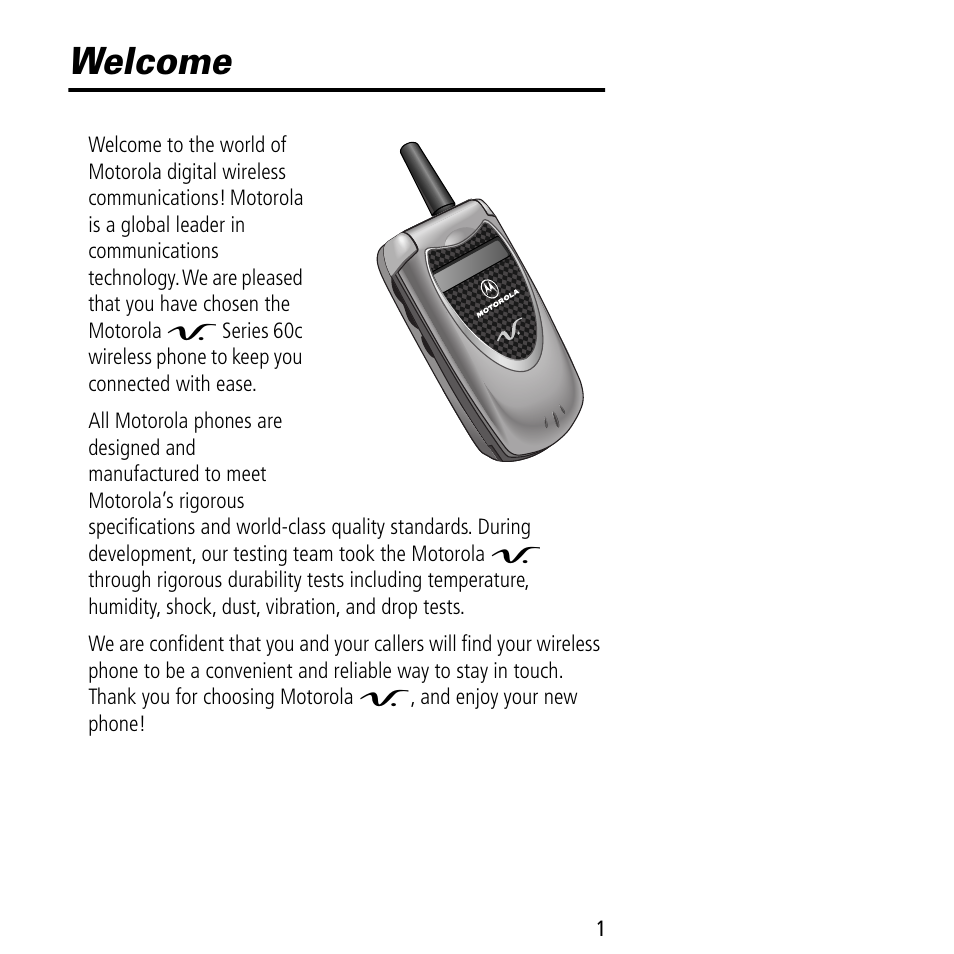 Welcome | Motorola V60C User Manual | Page 3 / 190