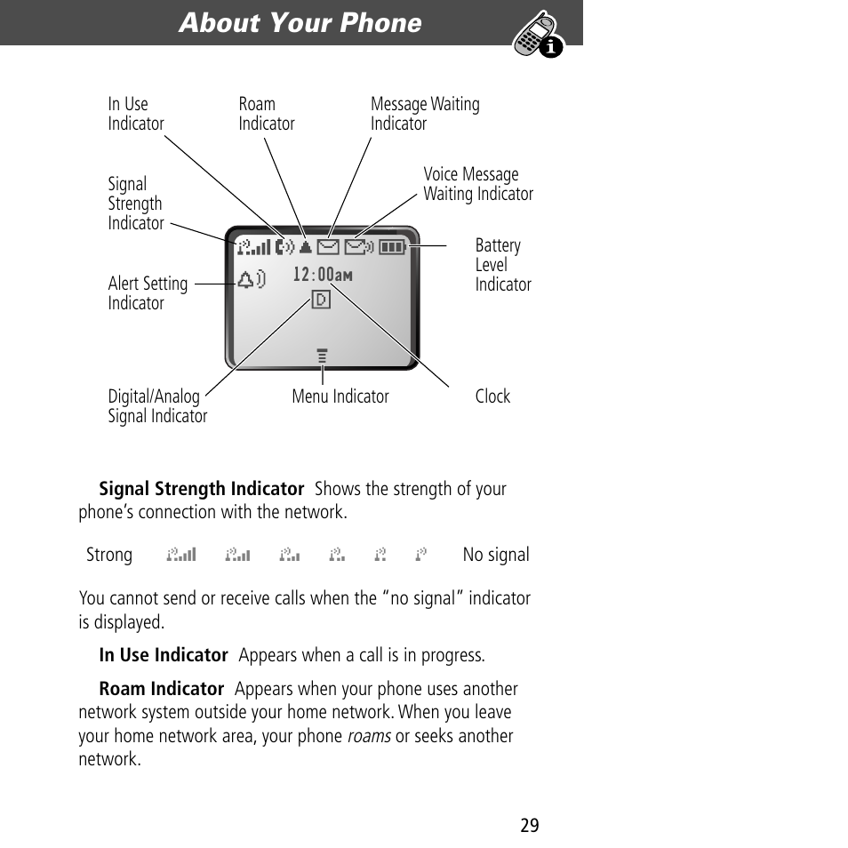 About your phone | Motorola V60C User Manual | Page 31 / 190