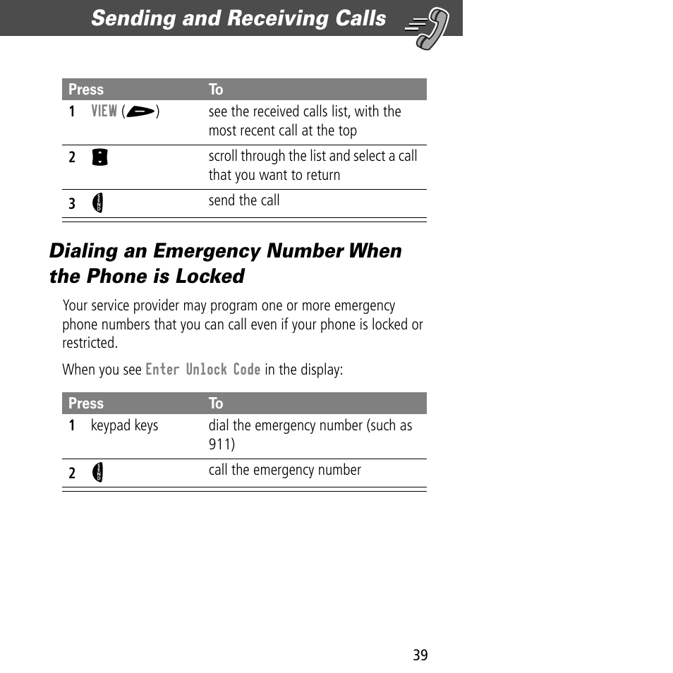 Checking phonebook capacity, Sending and receiving calls | Motorola V60C User Manual | Page 41 / 190