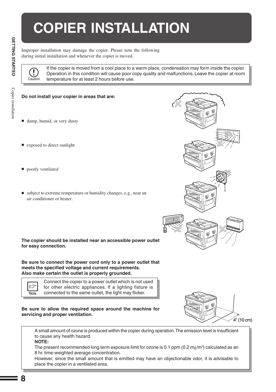 Copier installation | Sharp AR-164 User Manual | Page 10 / 80