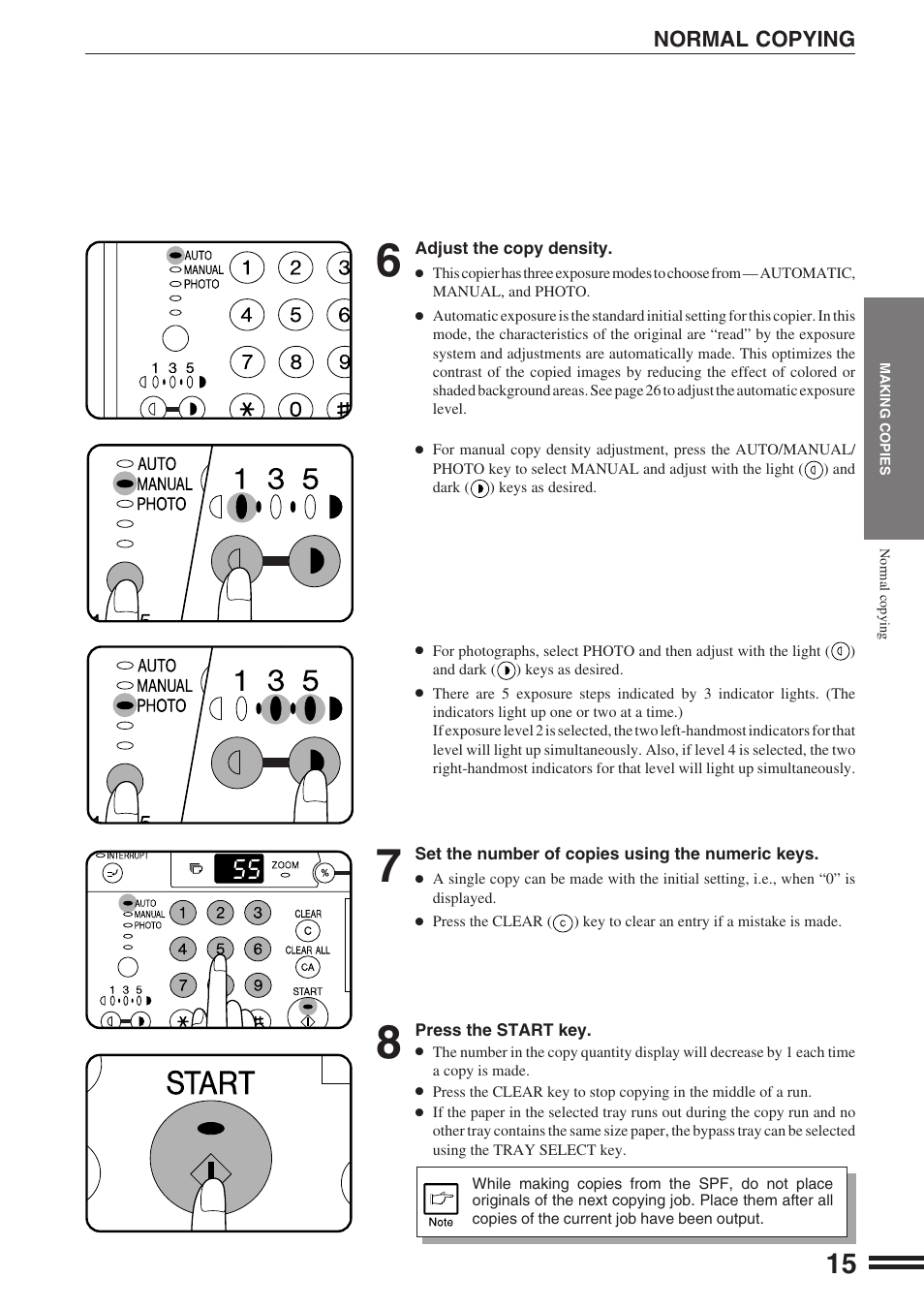 Normal copying | Sharp AR-164 User Manual | Page 17 / 80