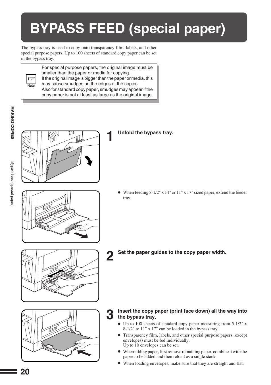 Bypass feed (special paper) | Sharp AR-164 User Manual | Page 22 / 80